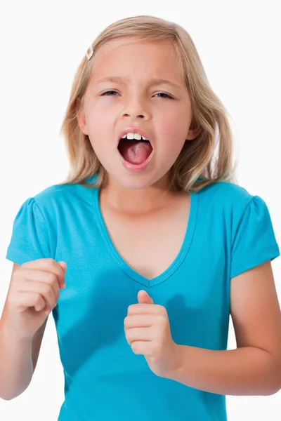Portrait of a young girl screaming — Stock Photo, Image