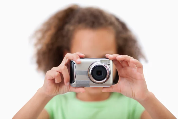 Gadis kecil mengambil gambar — Stok Foto