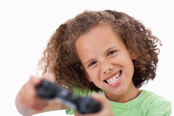 ビデオ ゲームをプレイ女の子 — ストック写真