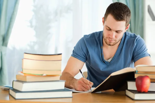 Student focused on his homework Royalty Free Stock Photos