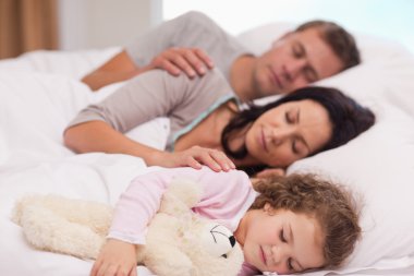 Family taking a nap together clipart