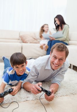 Family enjoys spending their spare time together clipart