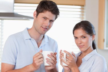 Couple drinking coffee clipart