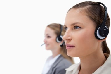 Gorgeous operators using headsets clipart