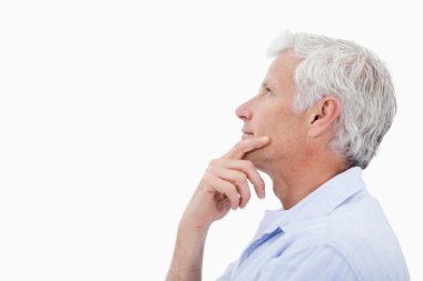 Side view of a man thinking clipart