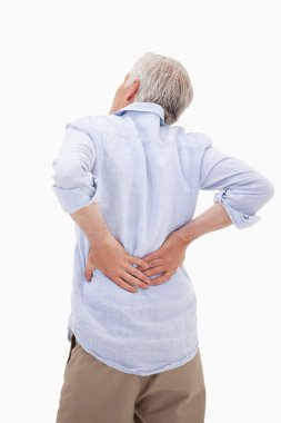 Portrait of a man having a back pain clipart