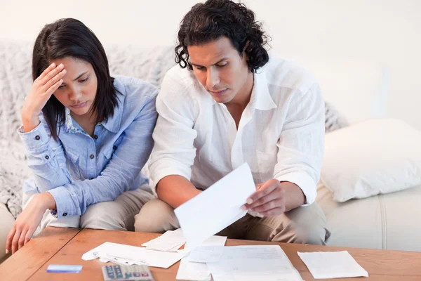 Couple depressed about financial problems — Stock Photo, Image