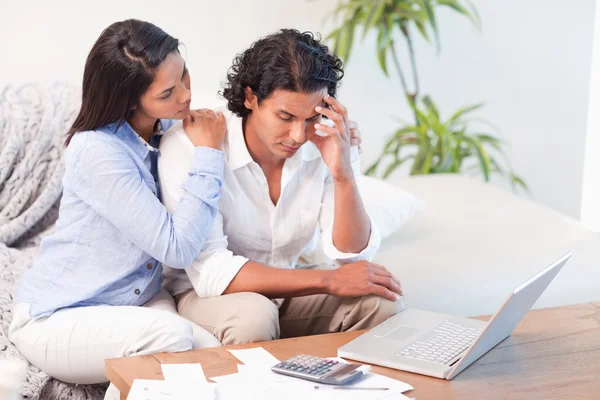 Frustrated couple underestimated their expenses — Stock Photo, Image