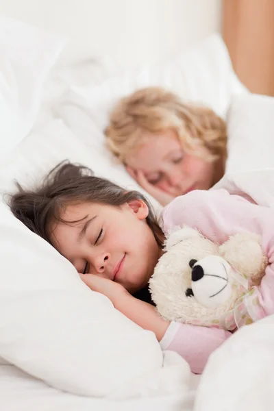 Portrait of siblings sleeping — Stock Photo, Image