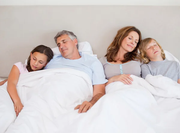 Familienschläfchen zusammen — Stockfoto