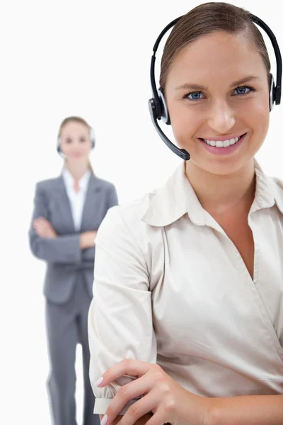 Portrait of operators with headsets — Stock Photo, Image