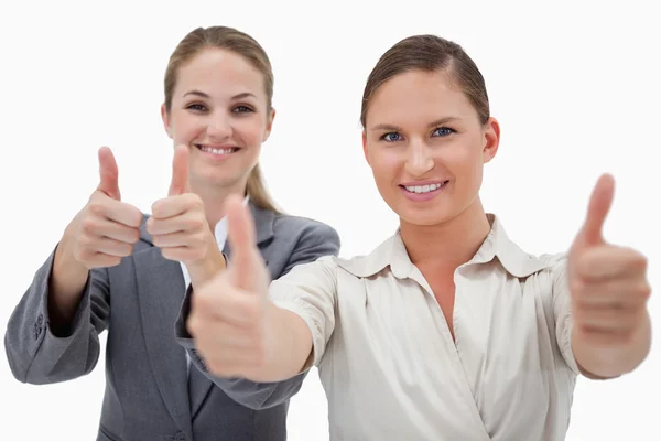 Businesswomen posing with the thumb up — Stock Photo, Image