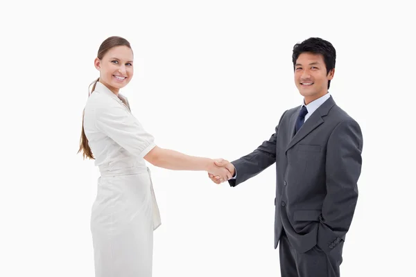 Two business shaking hands — Stock Photo, Image