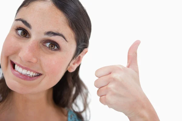 Woman with the thumb up — Stock Photo, Image