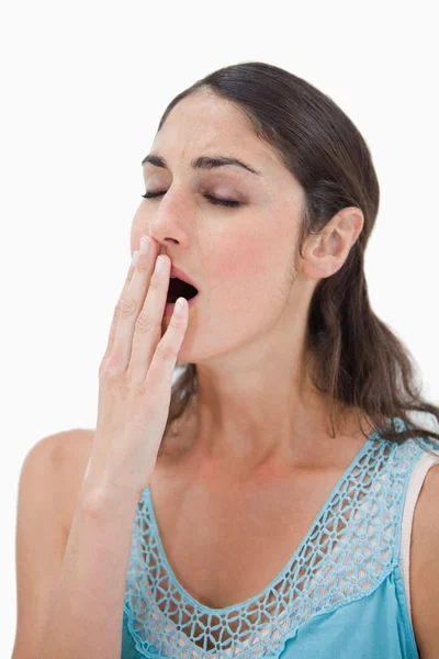 Portrait of a woman yawning — Stock Photo, Image