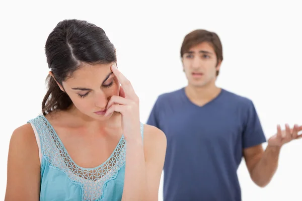 Sad woman mad at her fiance — Stock Photo, Image