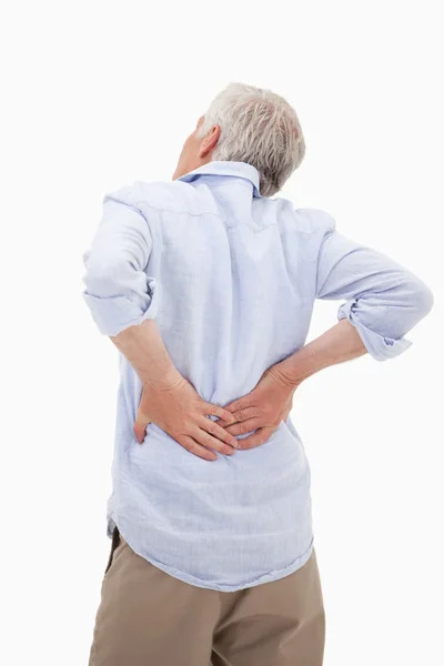 Retrato de um homem com dores nas costas — Fotografia de Stock