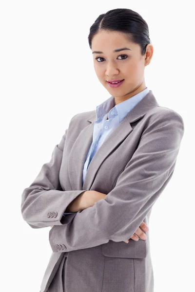Portrait of a beautiful businesswoman posing with the arms cross — Stock Photo, Image