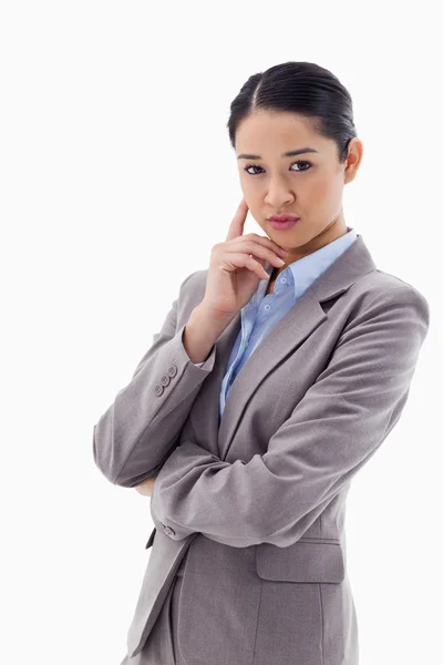 Portrait of a young businesswoman thinking — Stock Photo, Image