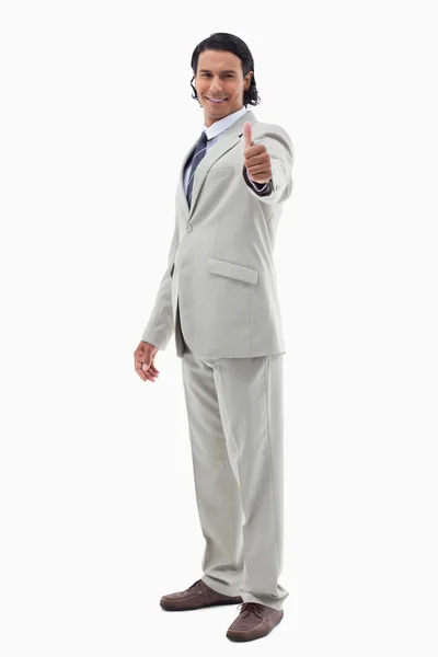 Retrato de un oficinista posando con el pulgar hacia arriba — Foto de Stock