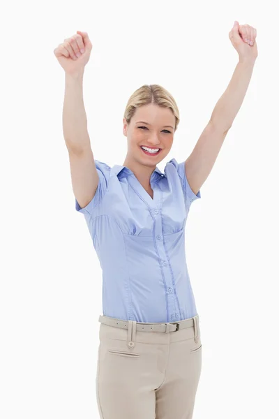 Happy cheering woman — Stock Photo, Image