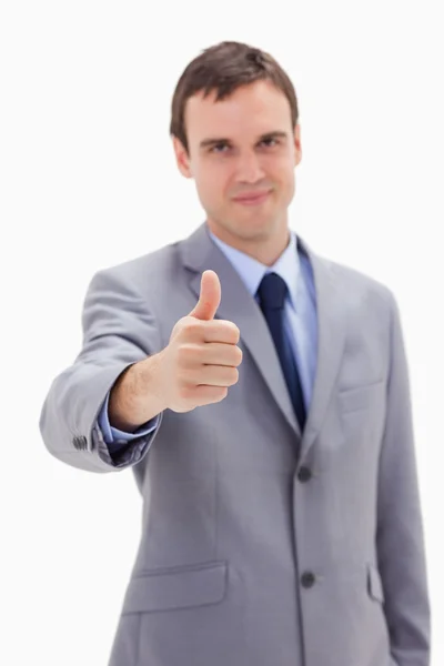 Thumb up given by businessman — Stock Photo, Image