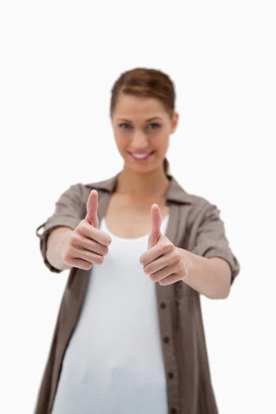 Žena dává palec — Stock fotografie
