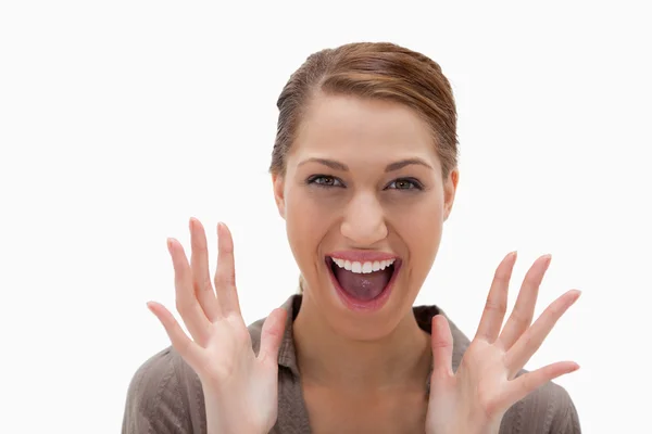 Young woman is excited — Stock Photo, Image