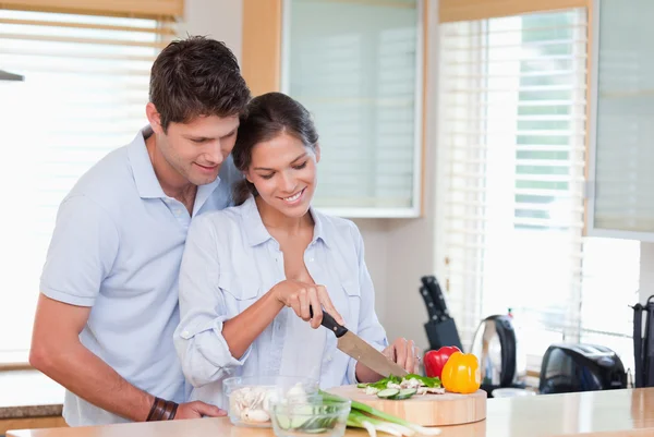 Happy couple cooking — Stock Photo, Image