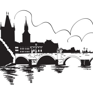 Charles Bridge and Vltava river clipart