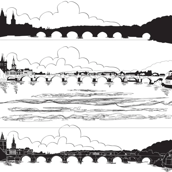 Charles Köprüsü ve Prag — Stok Vektör