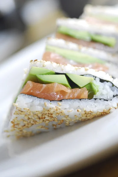 Sushi with avocado and salmon — Stock Photo, Image