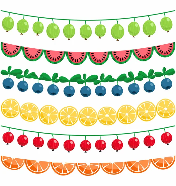 Plody a ovoce věnec sada — Stockový vektor