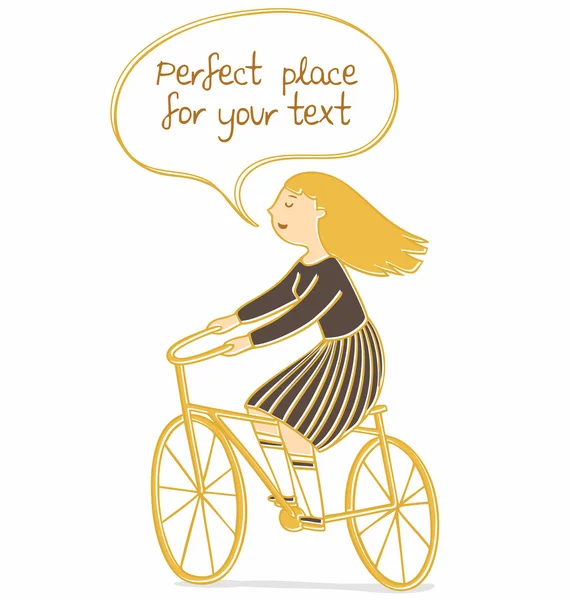 Chica en una bicicleta — Archivo Imágenes Vectoriales