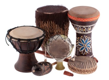 African ethnic drums from different countries clipart