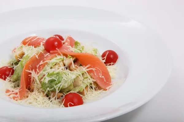 stock image Caesar salad with smoked salmon