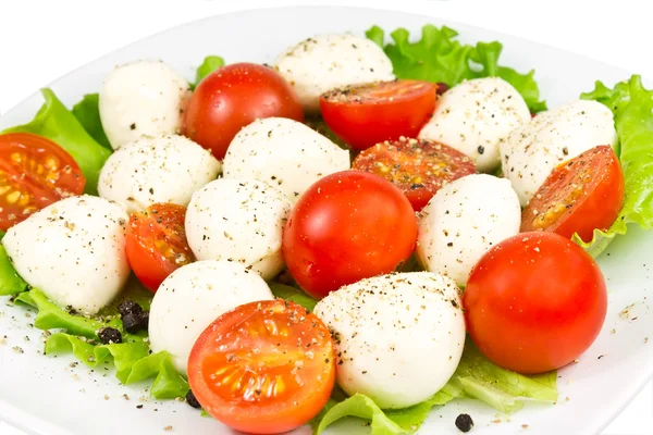 Mozzarella, rajče a salát — Stock fotografie