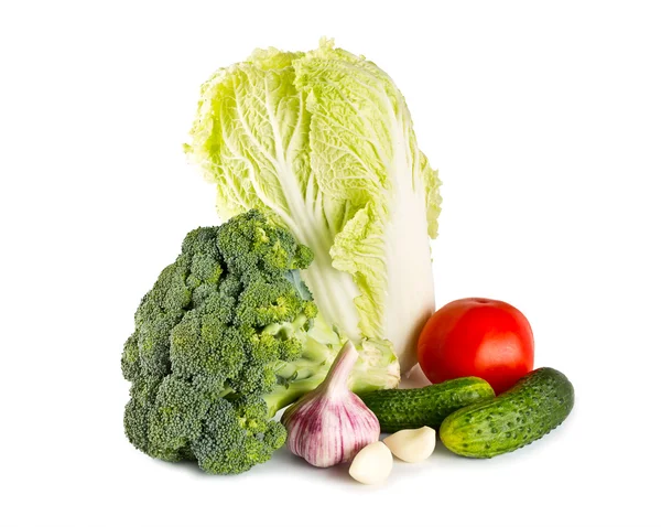 Broccoli, vitlök, tomat, gurka — Stockfoto