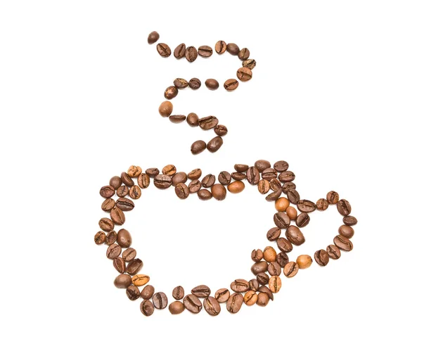 焙煎コーヒー豆のカップのシルエット — ストック写真
