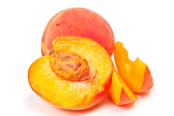 Two peaches isolated on white background — Stock Photo, Image