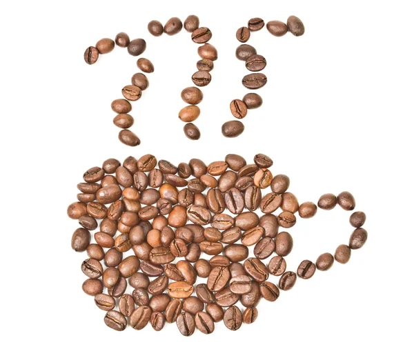 Silhouette d'une tasse de grains de café torréfiés — Photo