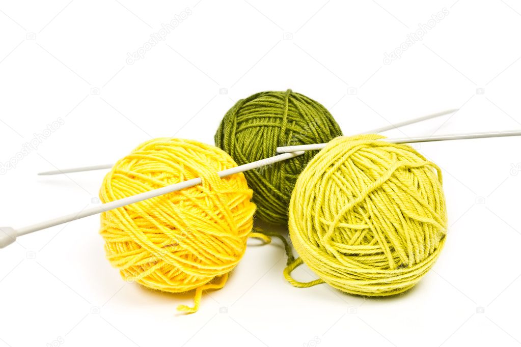 Three tangle of wool yarn