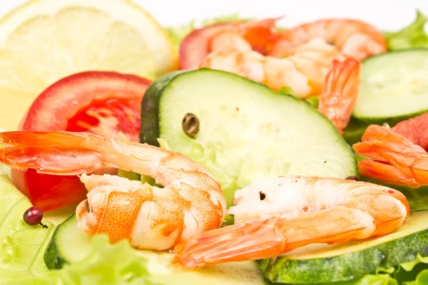 Salad of royal shrimps and fresh vegetables — Stock Photo, Image