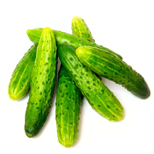 Frische grüne Gurken, isoliert auf der weißen — Stockfoto