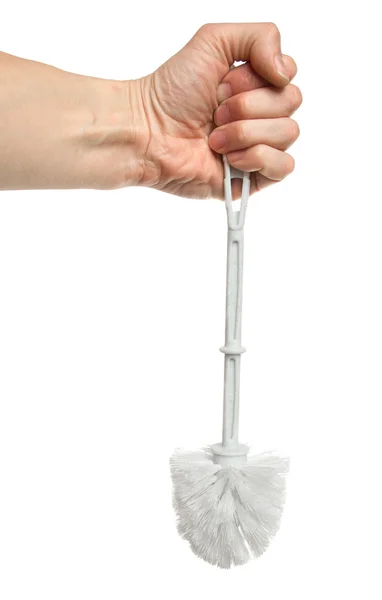 Escova para limpeza vaso sanitário, é isolado no branco — Fotografia de Stock