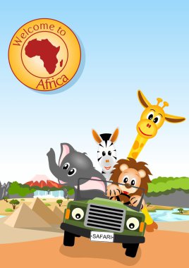 African animals in the car