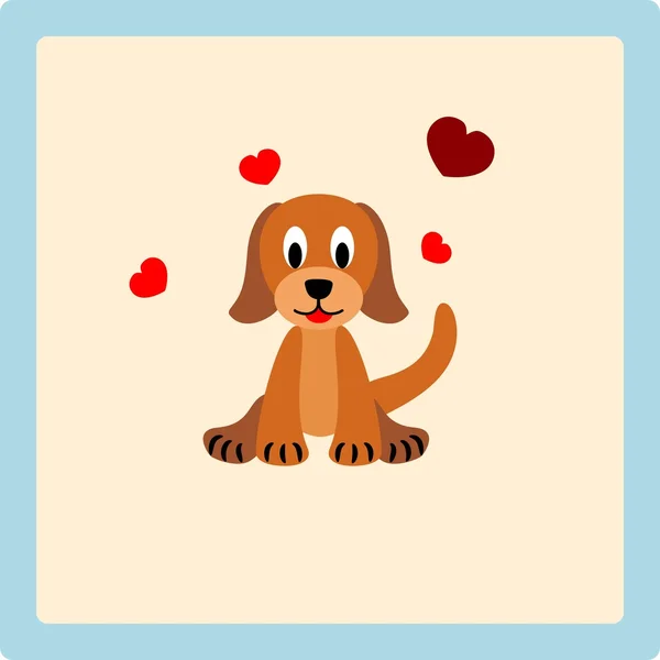 Cute puppy with hearts — Stock Vector