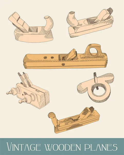 Avions en bois vintage - illustration — Image vectorielle