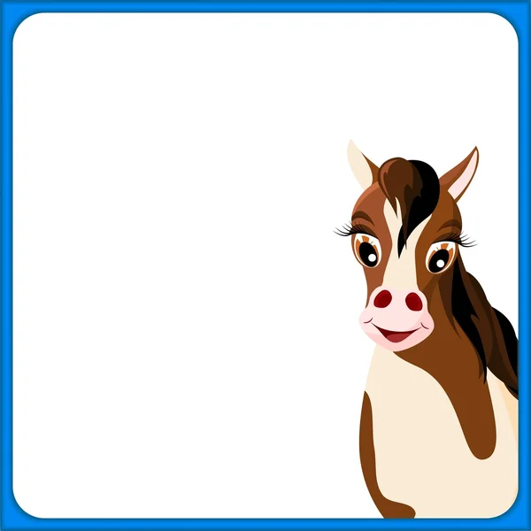 Mignon cheval dans un cadre rouge — Image vectorielle