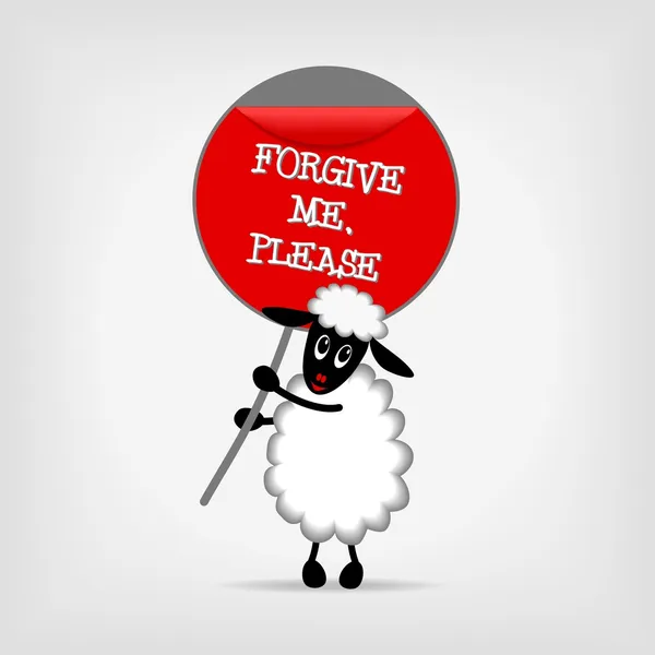 Sheep with sign Forgive me please — Stock Vector